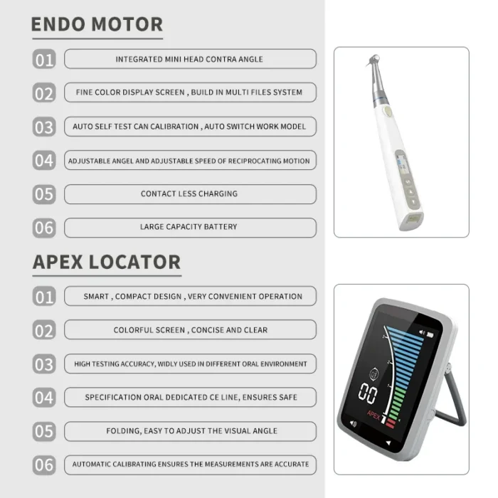 Dentals Equipment 16:1, 1:1Contra Angle Handpiece Wireless Endomotor Built In Apex Locator Dentistry Root Canal Surgical Equipments - Image 4