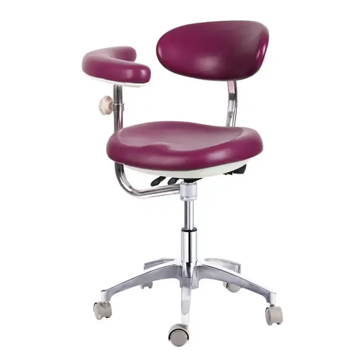 Professional Ergonomic Medical Dentist Deluxe 360 Degree Rotation Armrest Assistant Adjustable Dental Stool Chair - Image 4