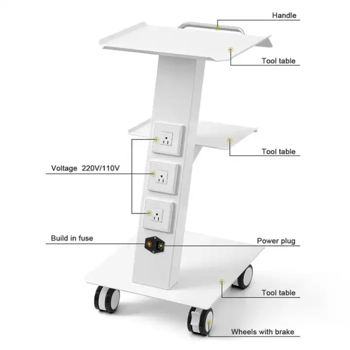 Hot Sale Medical Built-in Socket Mobile Metal Dental Clinic Trolley Cart - Image 4