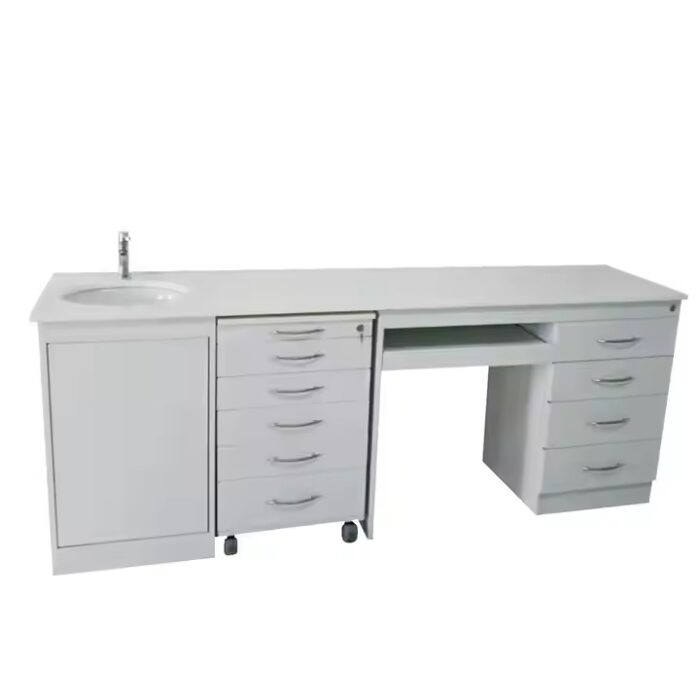 Dental medical customized stainless steel 5 drawers mobile cabinet marble table with sink