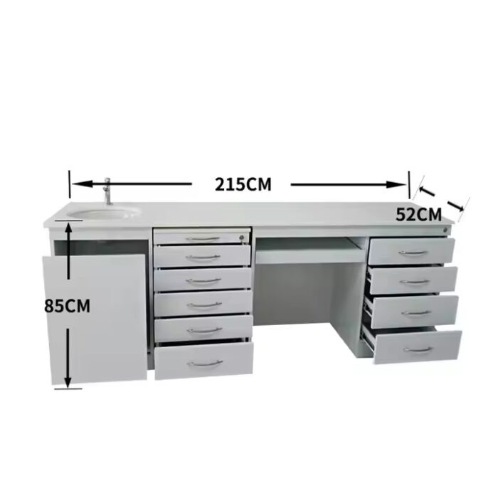 Dental medical customized stainless steel 5 drawers mobile cabinet marble table with sink - Image 4