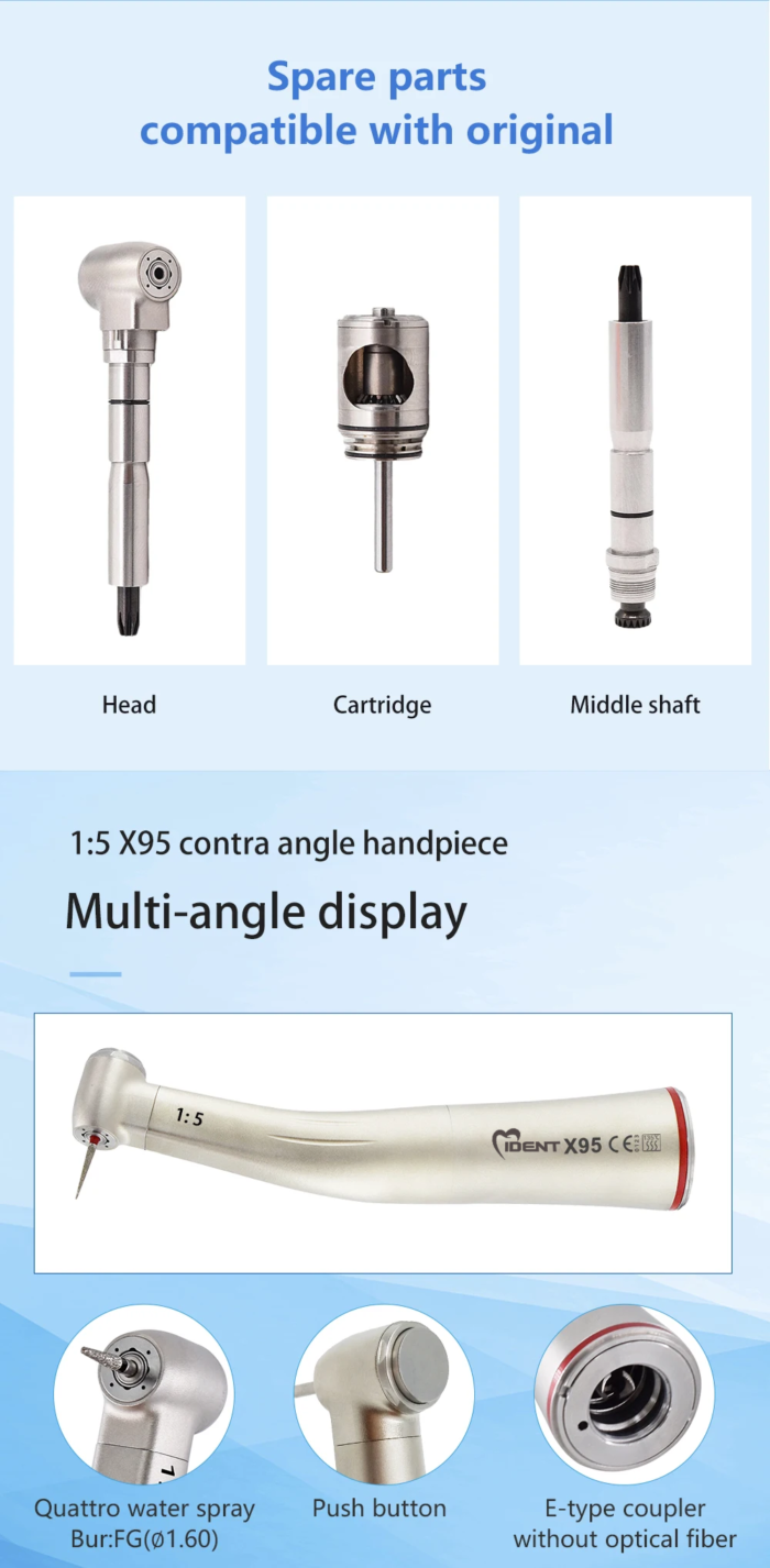 Dental X95 Contra Angle Handpiece Increase Speed Handpiece without light 1:5 - Image 3