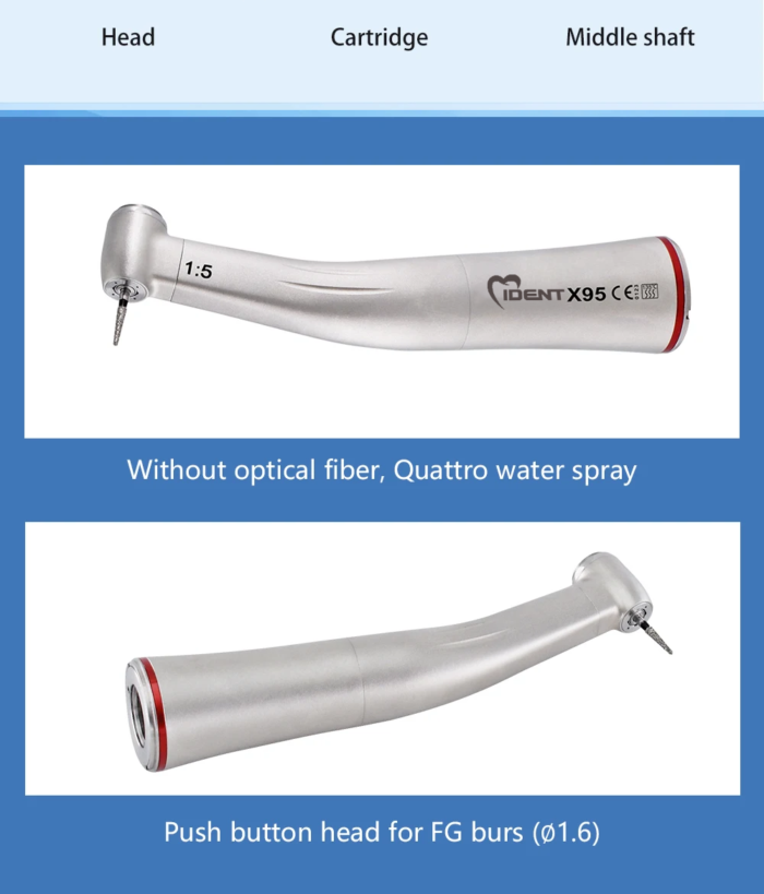 Dental X95 Contra Angle Handpiece Increase Speed Handpiece without light 1:5 - Image 4