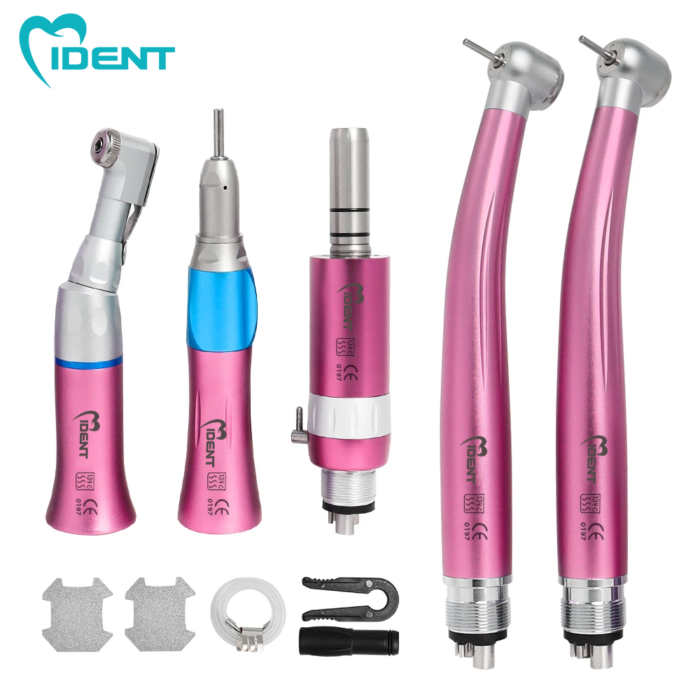 Dental High & Low Speed Handpiece kit Straight Contra Angle Air Motor Air Turbine 4 Hole FIT Pana Max M4 / B2 Whole Set