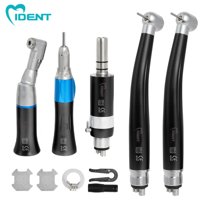 Dental High & Low Speed Handpiece kit Straight Contra Angle Air Motor Air Turbine 4 Hole FIT Pana Max M4 / B2 Whole Set - Image 3