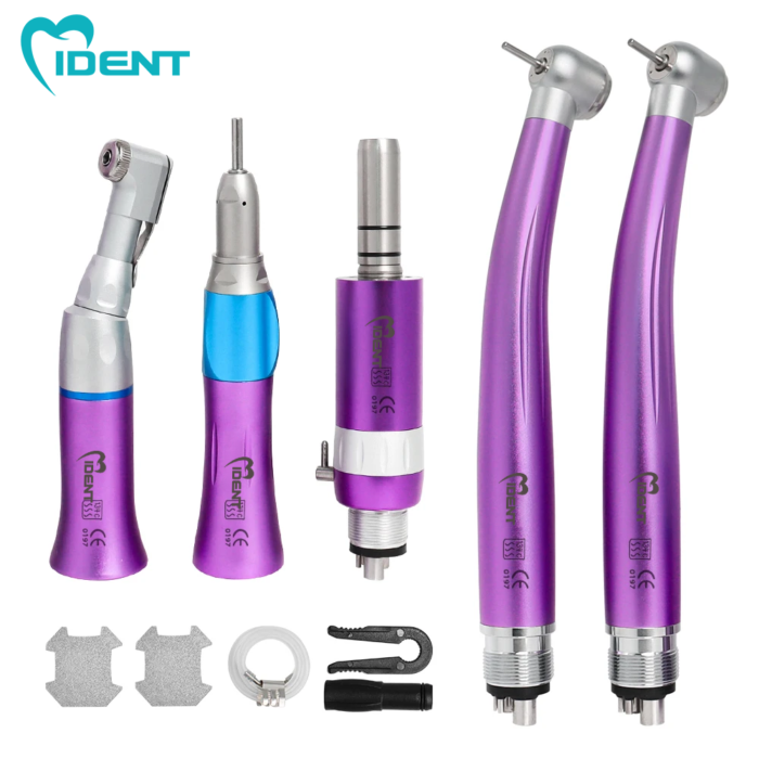 Dental High & Low Speed Handpiece kit Straight Contra Angle Air Motor Air Turbine 4 Hole FIT Pana Max M4 / B2 Whole Set - Image 5