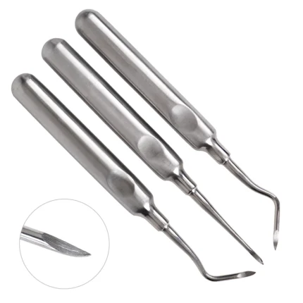 3pcs Dental Extraction Tooth Extracting Forceps Curved Root Lift Elevator Dental Implant Instruments