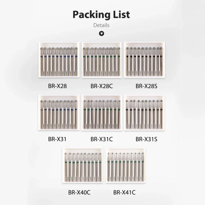 Denspay 10pcs/Pack Dental Diamond Burs Drill Ball Round Type 25mm FG 1.6mm For High Speed Handpiece 450000r/Min - Image 4