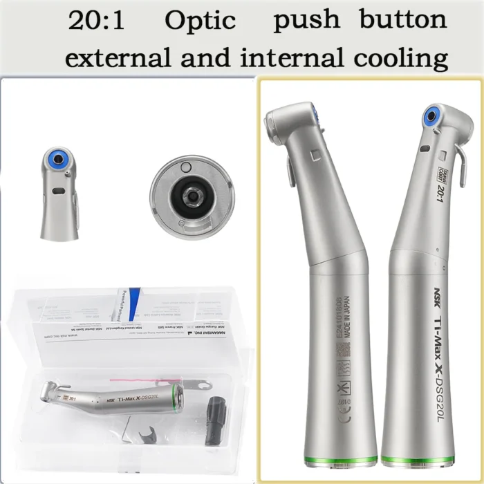 NSK Ti-Max X-DSG20L Optic Fiber 20:1 Contra Angle Detachable Dental Surgery Implant Handpiece Dental External&Internal Cooling